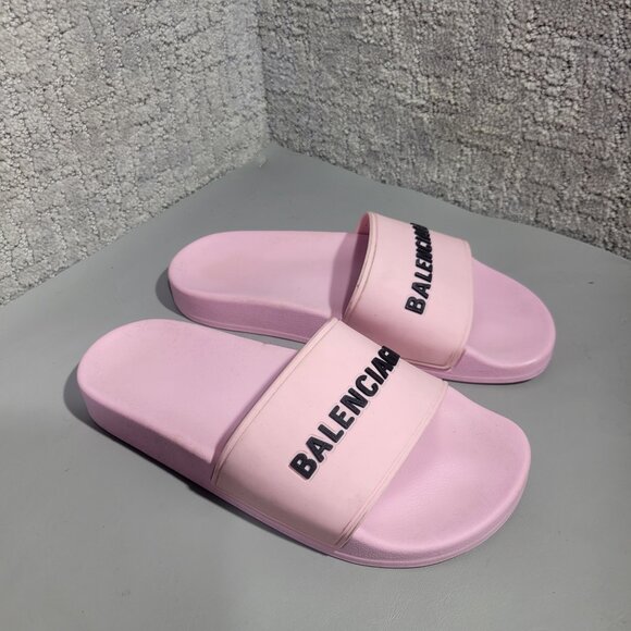 Balenciaga Pool Women’s Size 6 US Pink Piscine Logo Rubber Slide Sandals - Picture 3 of 5